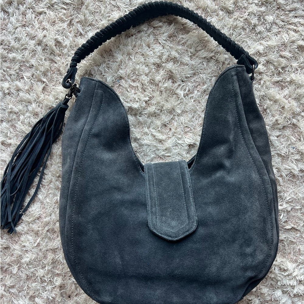 BCBGeneration Suede Tassel Hobo Bag, Fume/Grey